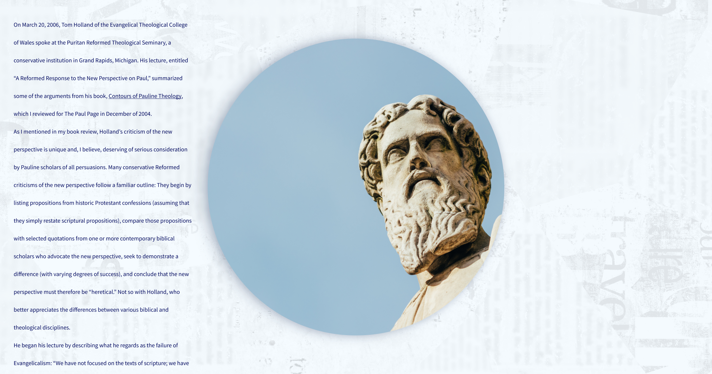 tom holland on the new perspective