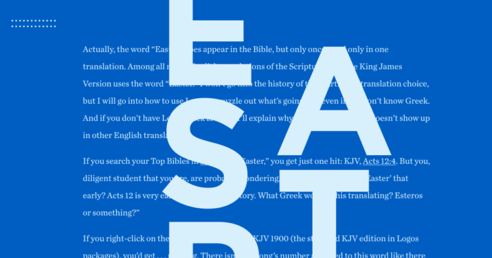 the word Easter on a blue background