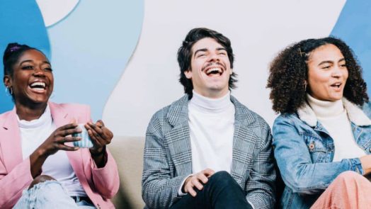 Happiness on the faces of young people