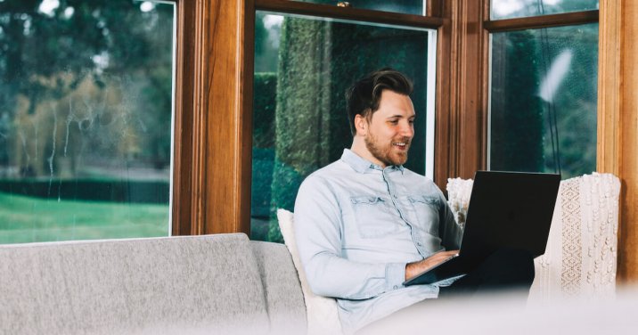 Man working on church website