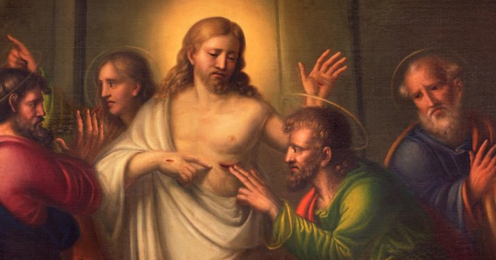 Thomas touches Jesus after the resurrection