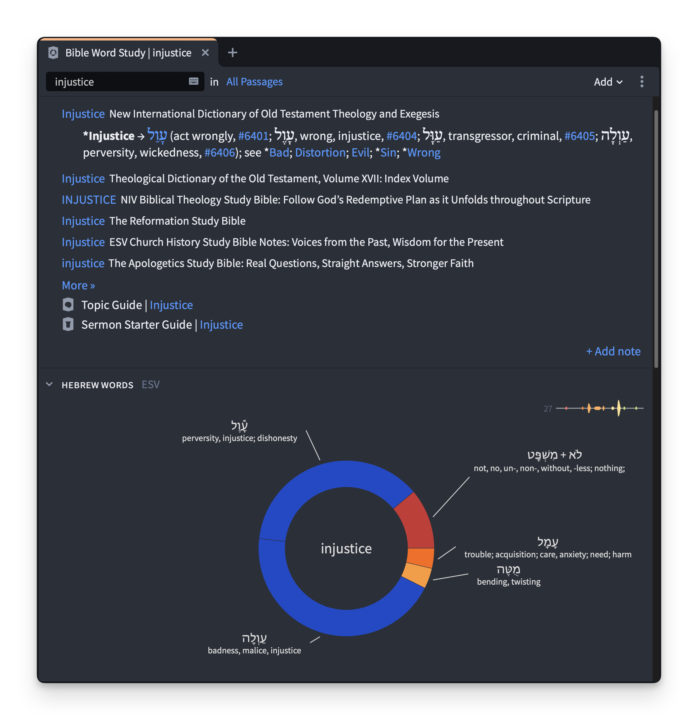 Logos Bible Word Study on injustice.