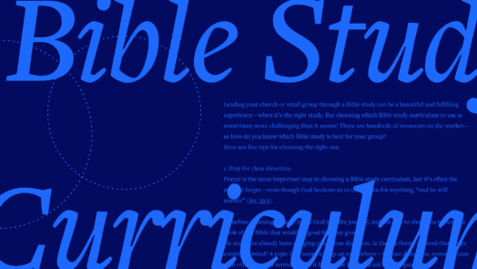 The words Bible Study Curriculum in large, script font with a portion of the article text in the background.