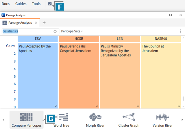 Logos Compare Pericopes tool