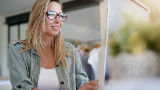 woman finding what she needs for church media