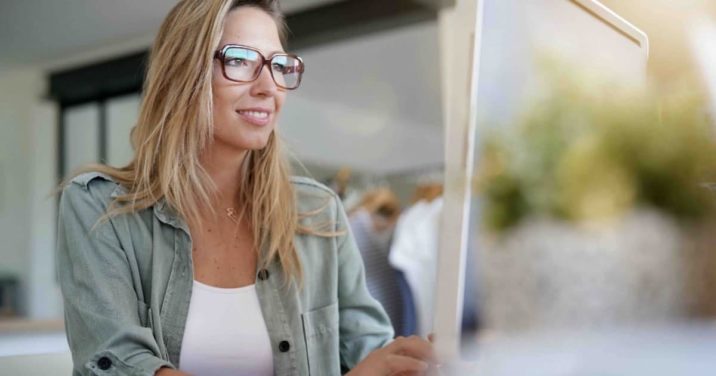 woman finding what she needs for church media