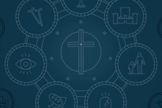 Navy background with cross in center