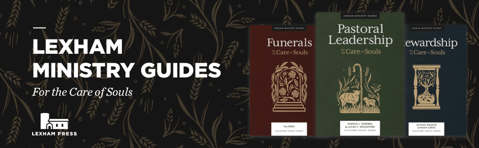 Covers of the Lexham Ministry Guides: For the Care of Souls. Titles showing are Pastoral Leadership, Funerals, and Stewardship.