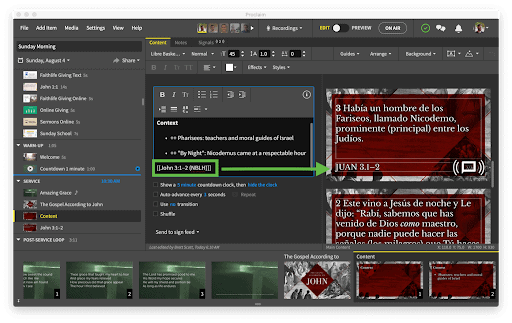 displaying Bible verses in another language in Proclaim