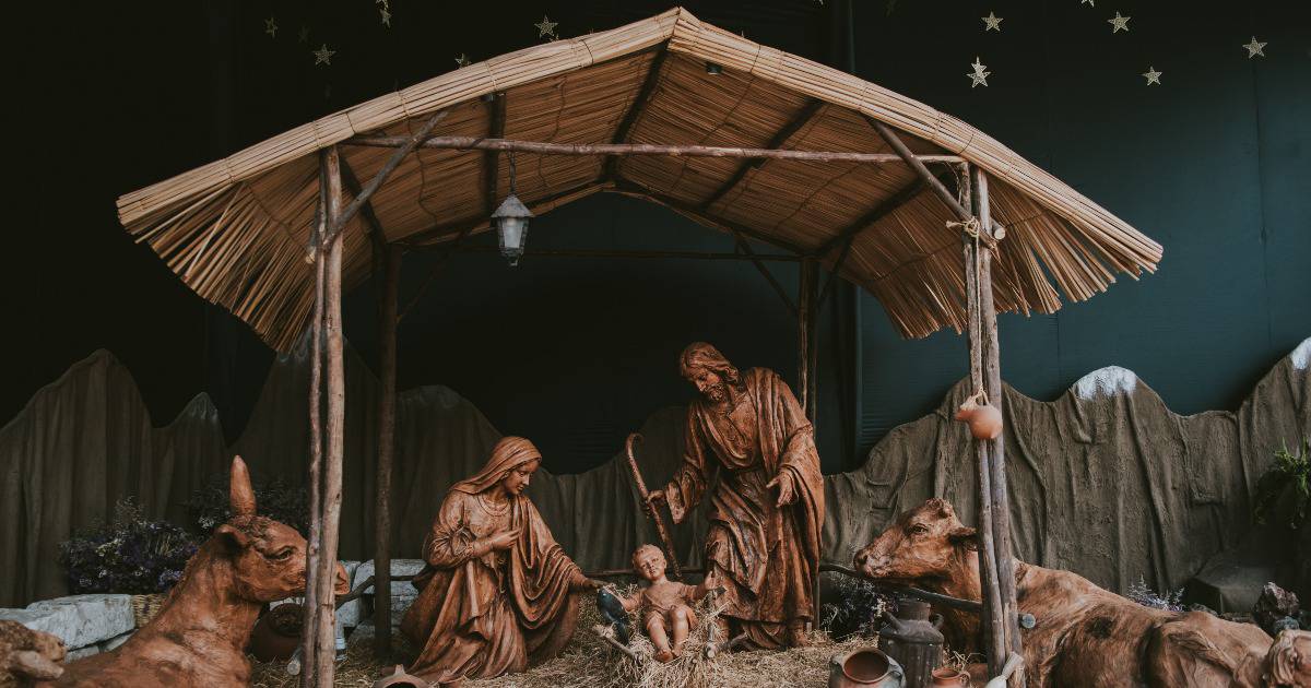 nativity at church doing Christmas services online & in person