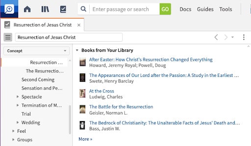 books in your library in Logos' Factbook