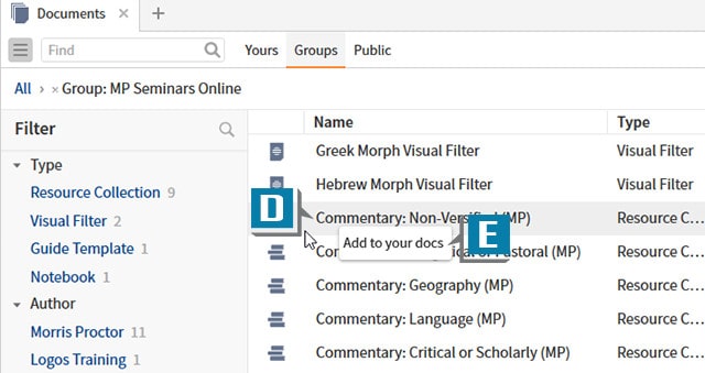 screenshot of adding docs in Logos