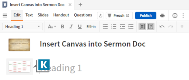 screenshot 6 showing pasting image into Sermon doc
