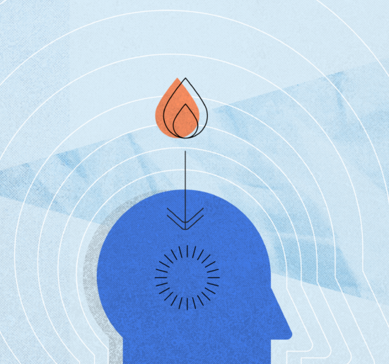 illustration of person's head with flame above it to picture Pentecost
