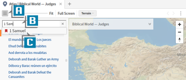 typing Bible reference into atlas in Logos