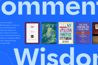 The words Commentary and Wisdom in large bold font with 5 of the featured covers on Wisdom Literature and a portion of the article text to the left.