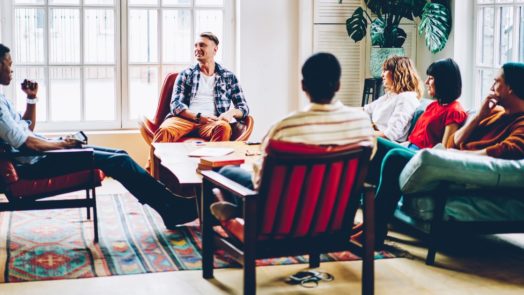 small group doing a Bible study in a living room