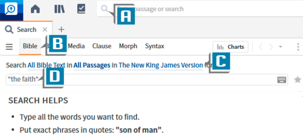 screenshot showing a Bible search in Logos