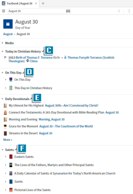screenshot of results for selecting a date in Factbook