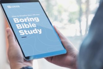 man reads how to revitalize boring Bible study guide on tablet