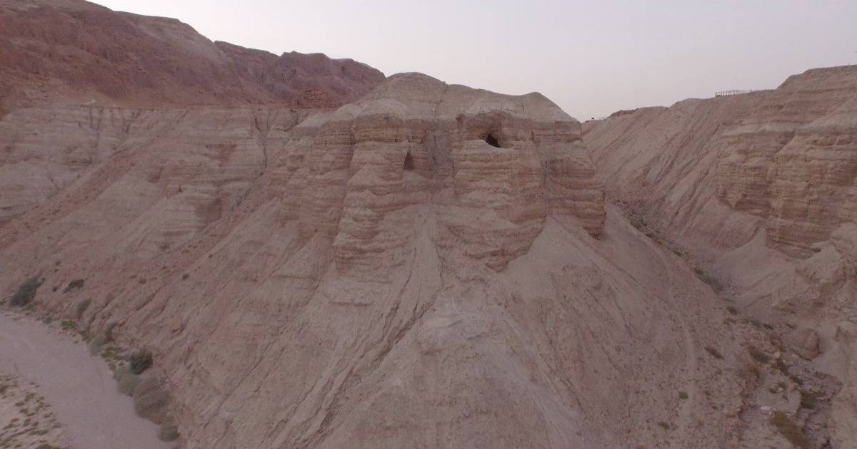 qumran, where the Dead Sea Scrolls were found, at dusk