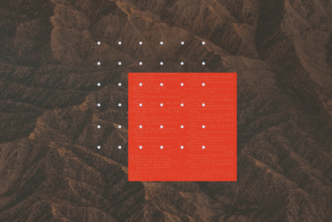 Red square and corresponding white dots against brown background.