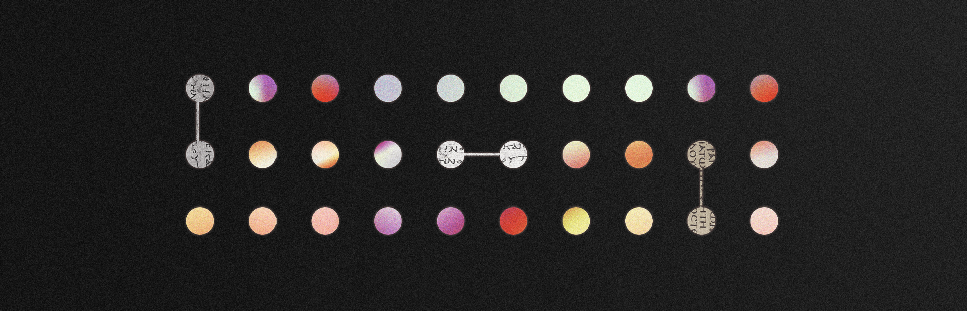 multicolored dots against a black background, similar to the cover of Text and Paratext book