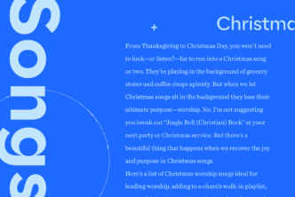 Text from the article about Christian Christmas songs with Christmas and songs in large type