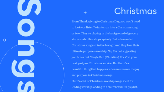 Text from the article about Christian Christmas songs with Christmas and songs in large type