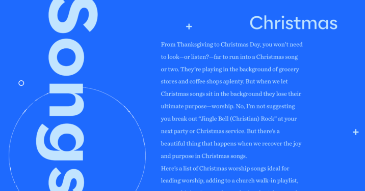 Text from the article about Christian Christmas songs with Christmas and songs in large type