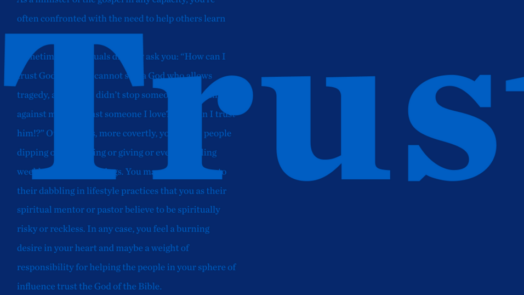 the word trust in light blue against a dark blue background