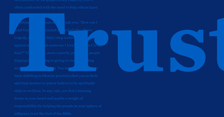 the word trust in light blue against a dark blue background