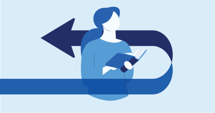 graphic of a woman with a songbook in worship