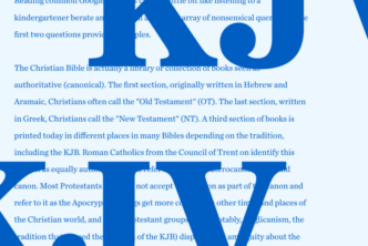 The letters KJV with content from the article behind