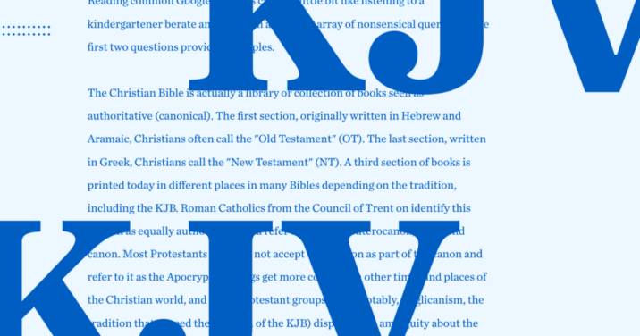 The letters KJV with content from the article behind