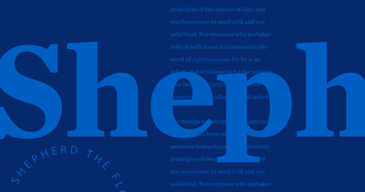 the word shepherd in light blue against a dark blue background