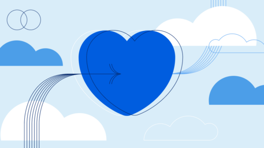 graphic of a heart against a blue background