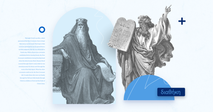 A graphic with images of Moses and the law and King David sitting.
