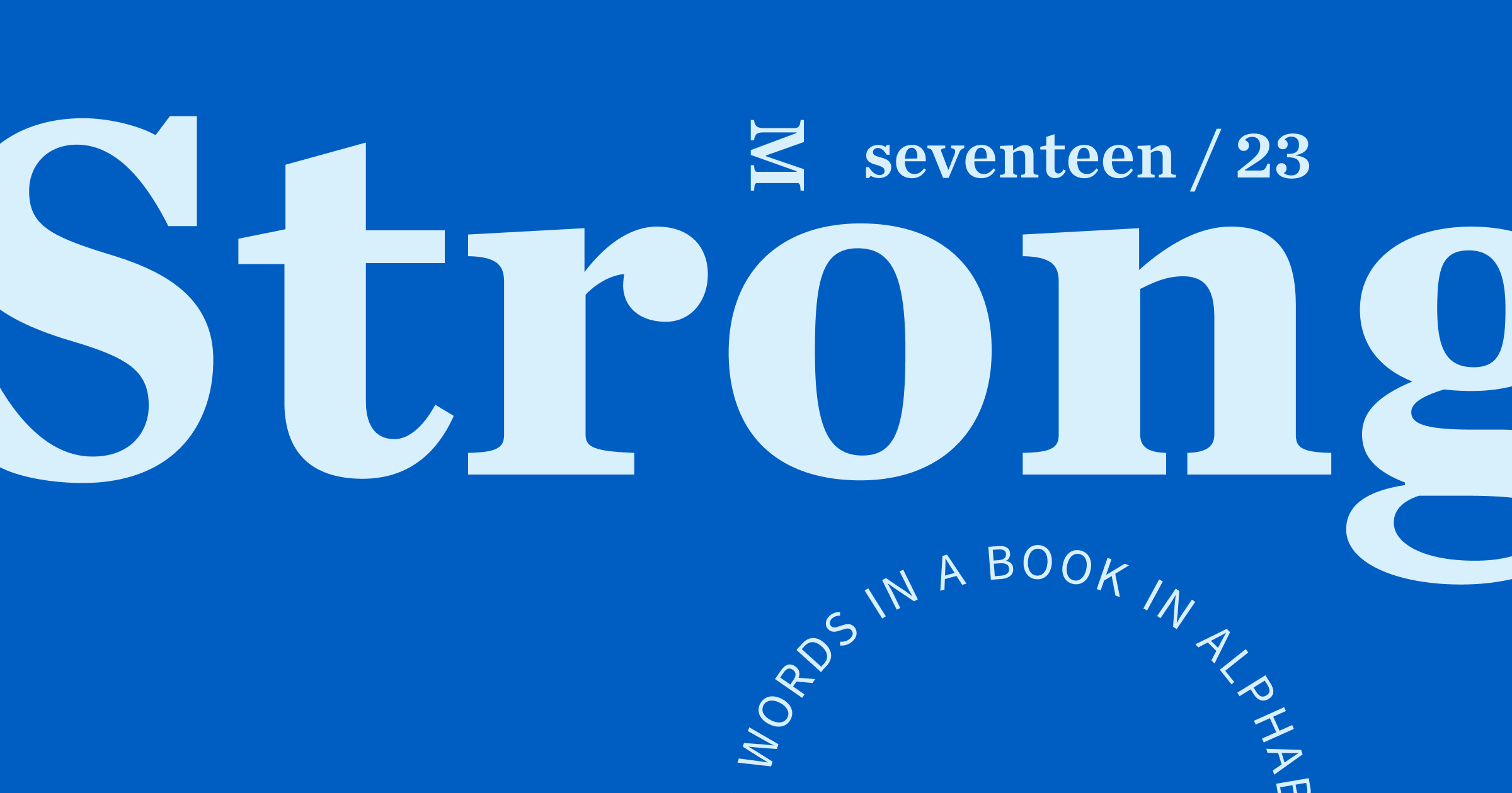 Blue graphic with the word "Strong" in large bold print