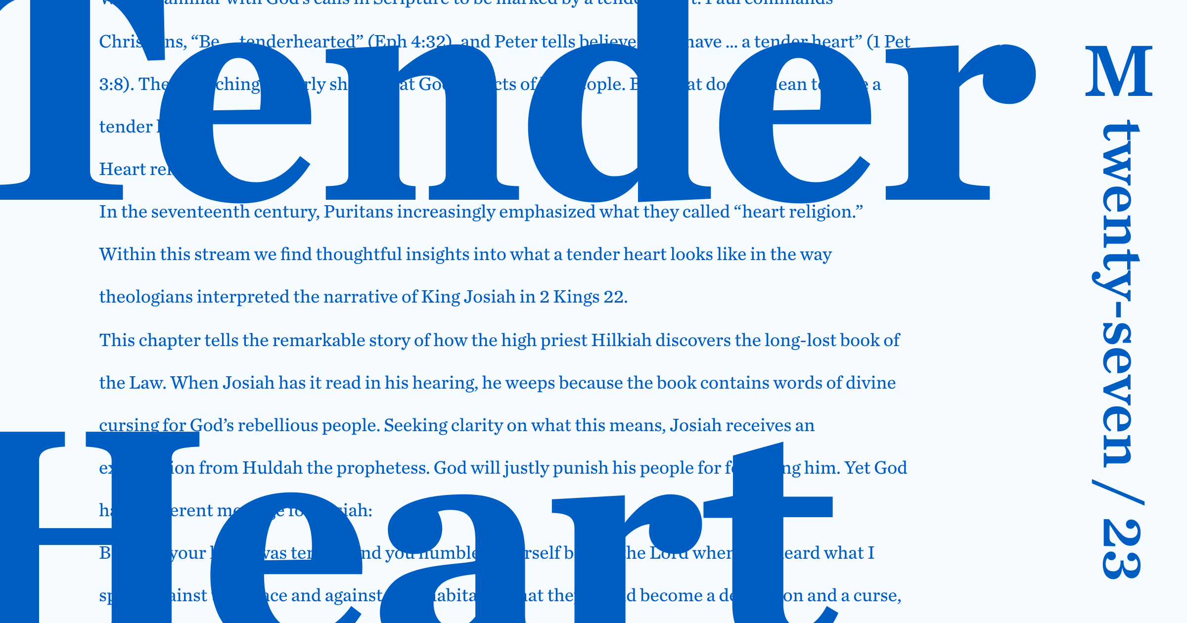 Graphic with the world "tender heart" in bold and words from the article behind it.