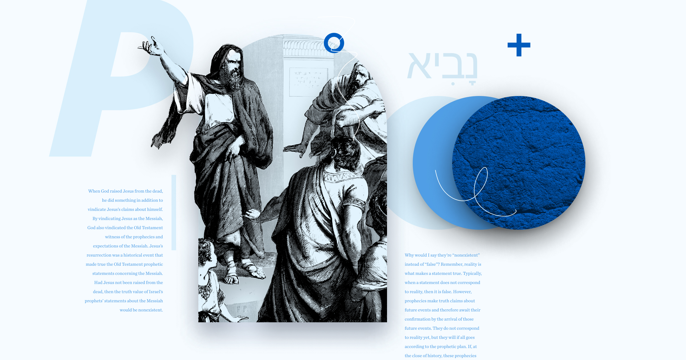 Graphic of a black and white sketch of a prophet addressing a crowd.