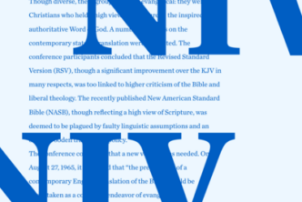 Graphic with the letters NIV in bold with text from the article behind it.