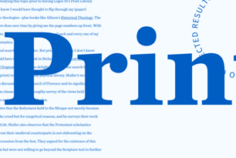 the word print in light blue against a dark blue background