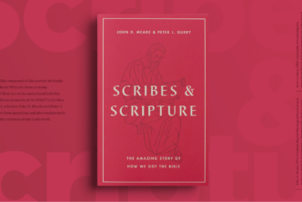 A graphic featuring a photo of "Scribes and Scripture" book cover.