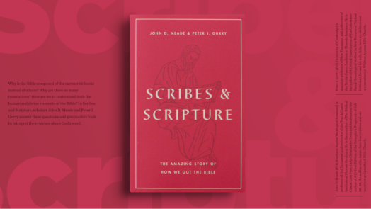A graphic featuring a photo of "Scribes and Scripture" book cover.