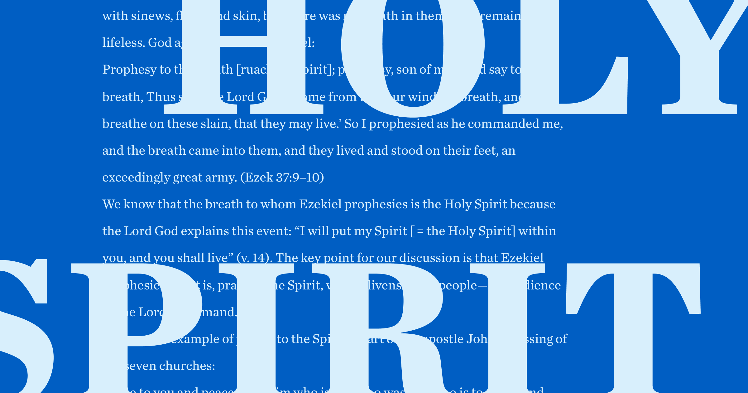 A graphic with the words "Holy Spirit" in bold and copy from the article behind the bold heading.