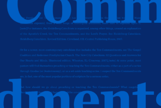 A blue graphic with the word commandments in bold