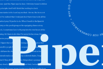 Blue graphic with the word Piper and text from the article