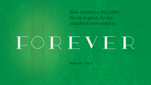 Give thanks to the Lord, for he is good, for his steadfast love endures forever. Psalm 136:1