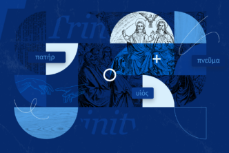 Graphic with the word Trinity and a black and white sketch picture.